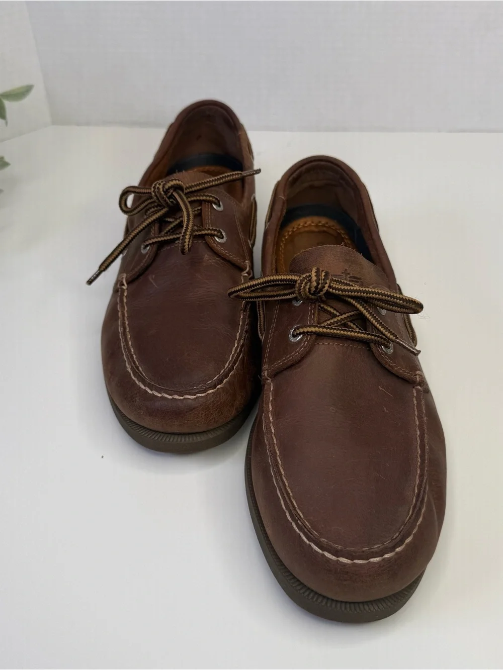 Dockers Mens Vargas Loafers Brown Leather Classic Lace Up Boat Shoes Size 11.5W